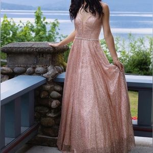 Dancing Queen Light Pink and Glittery Prom Dress Size Small